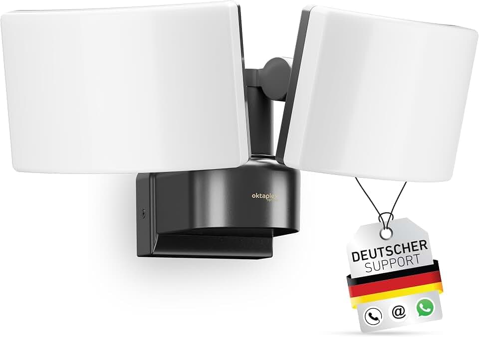 Oktaplex LED Strahler Außen Cali Dos 40W 2 Köpfe | Außenstrahler Wand IP65, 3000K warmweiß Flutlicht anthrazit