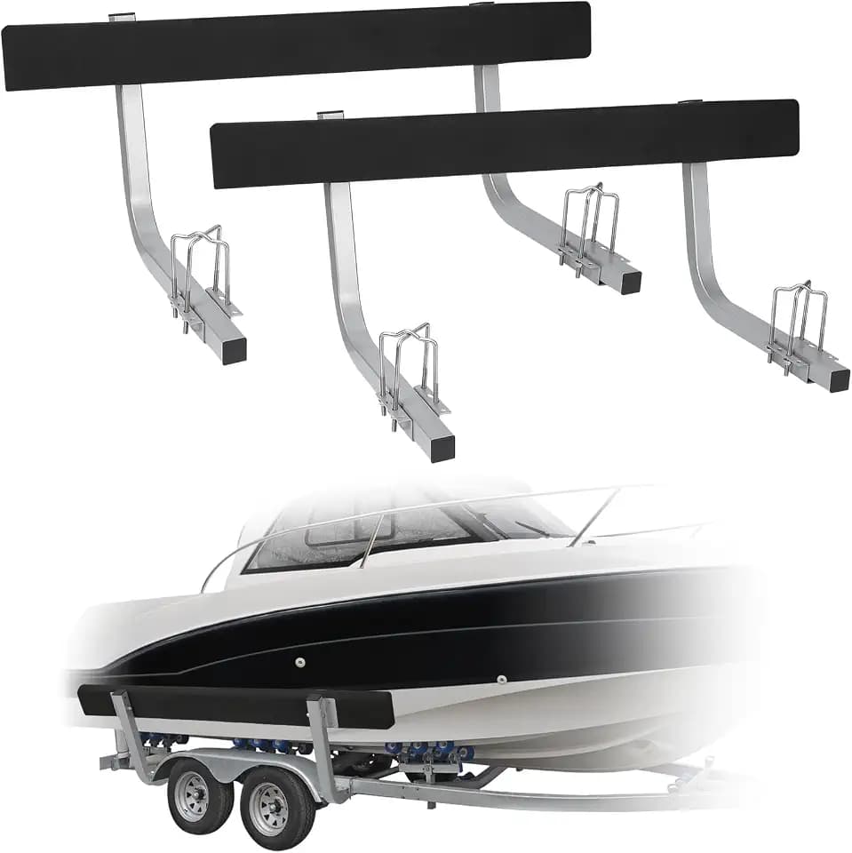 GarveeLife 2PCS Rustproof Steel Trailer Guide ons, 60 in Trailer Guides with Carpet-Padded Boards, for Ski Boat, Fishing Boat, Sailboat Trailer, Mounting Parts Included