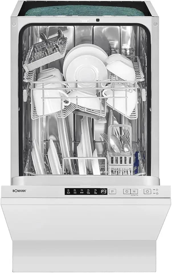 Bomann® Geschirrspüler 45 cm vollintegrierbar | Spülmaschine 45 cm für 10 Maßgedecke | Geschirrspüler 45cm mit 5 Programmen und 2 Sprühebenen | Programm-Startvorwahl: 1-24 h | GSPE 7420 VI