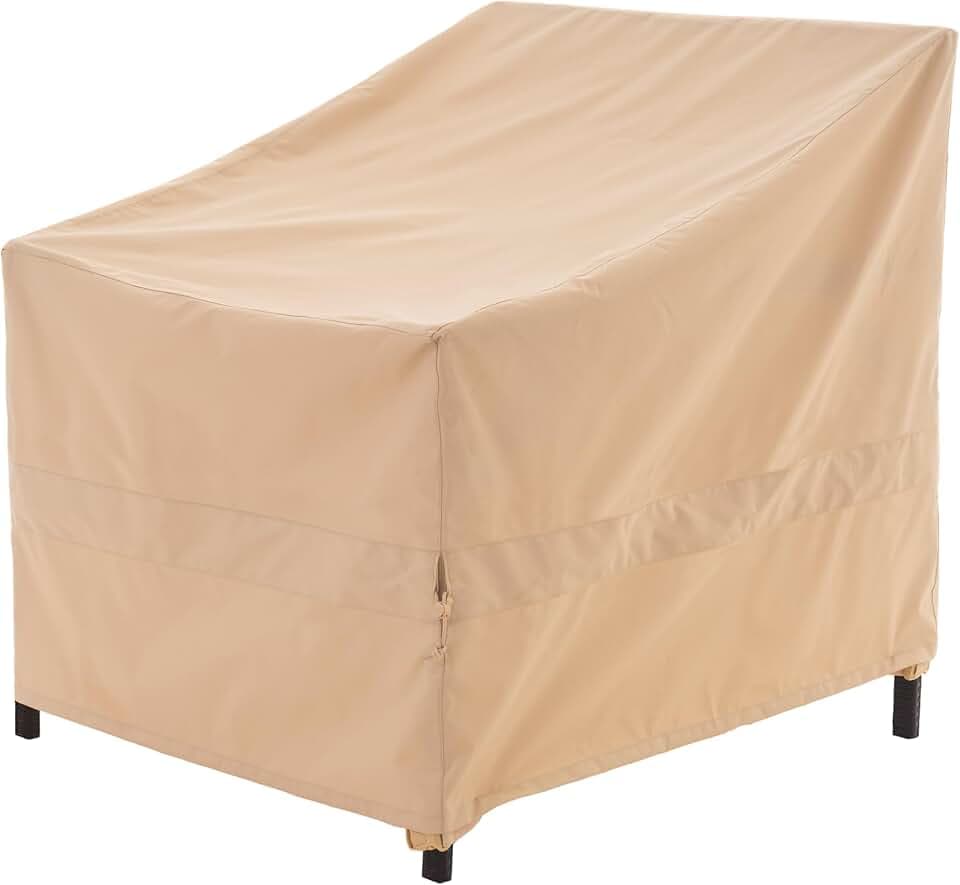 WJ-X3 Patio Chair Cover Heavy Duty, 36W x 40D x 36H, Beige, 1-Pack