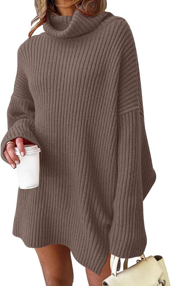 LILLUSORY Women's Oversized Sweater Dress Plus Size Knit Winter Turtleneck
