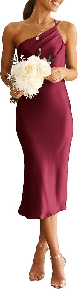PRETTYGARDEN Women's Satin Backless Midi Cocktail Dress