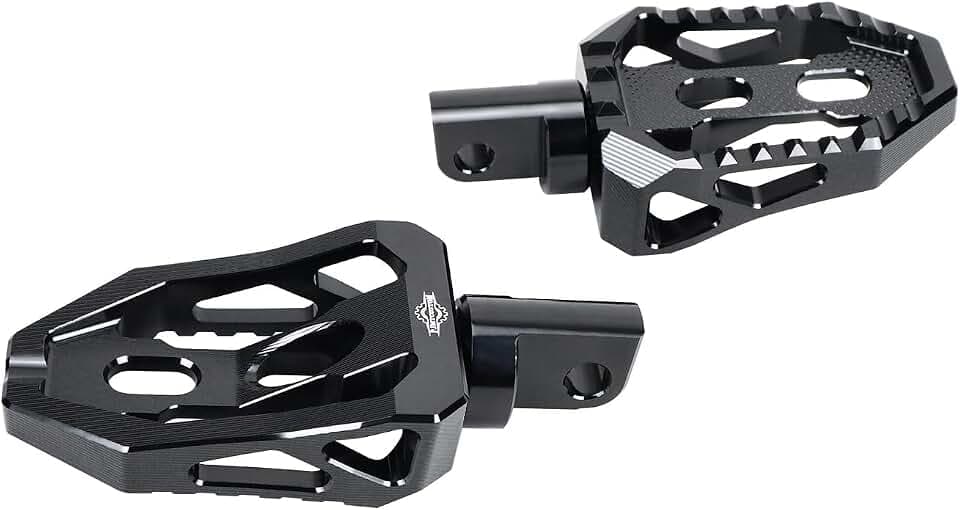 Rider's Passenger's Footpegs, Floor Pedal Controls, Horse Palm Design, with Male-Mounting Bracket, Compatible with Harley Davidson 2017-Before Softail, Dyna, Touring (Black)