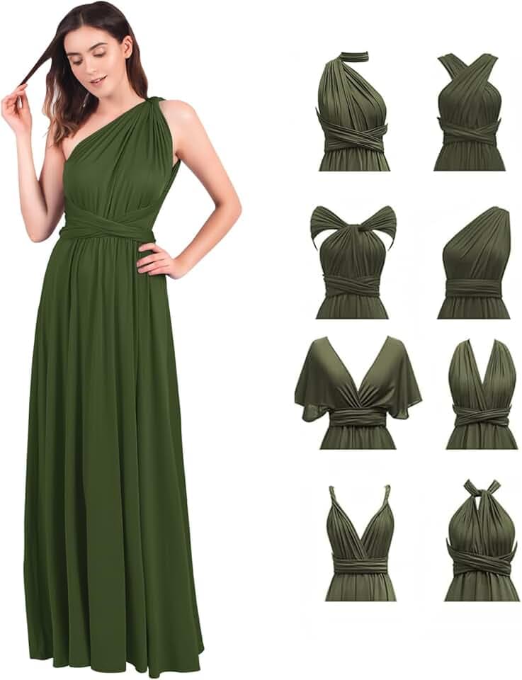 Frauen Sexy Multiway Infinity Bandage Wrap Rückenfrei Maxikleid Hochzeit Brautjungfer Bodenlang Abendkleid Ballkleid
