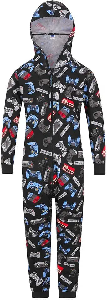 Jungen Gamer Videospiel Controller Gaming Schlafanzug Schwarz Blau