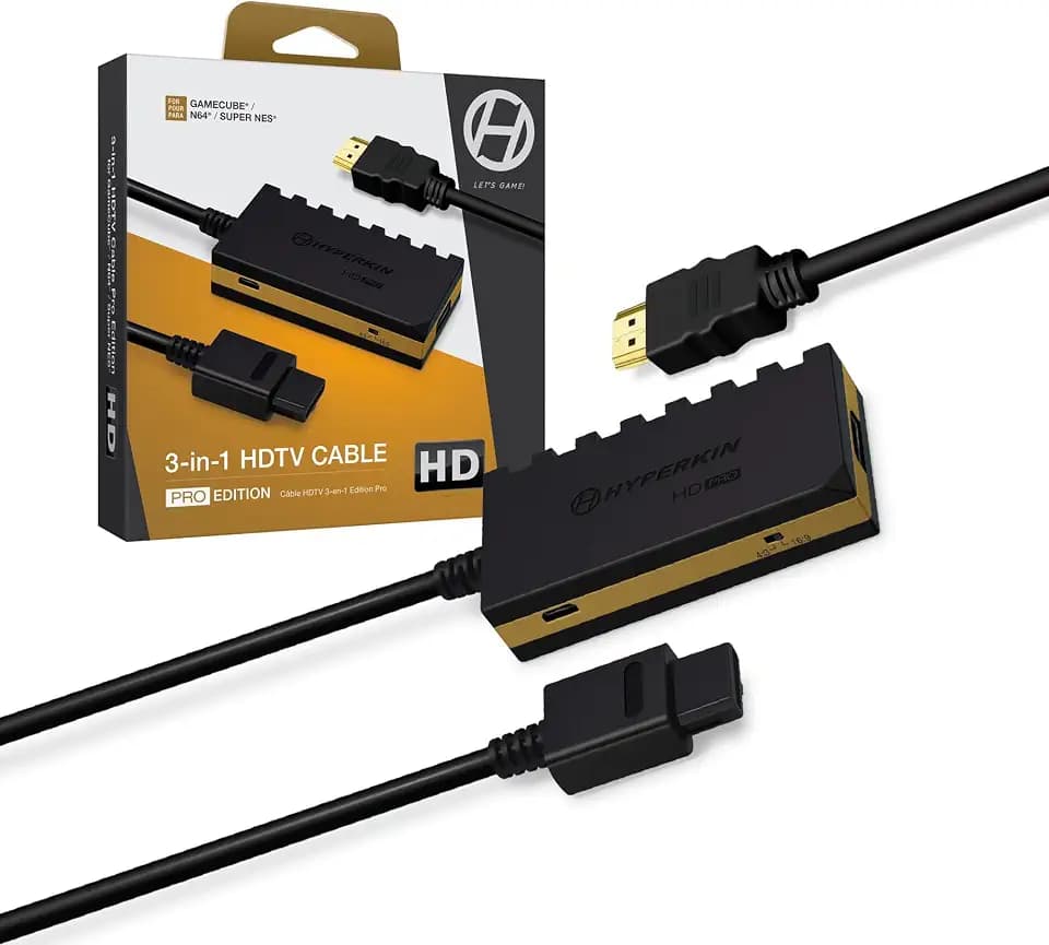 Hyperkin Hyperkin 3-in-1 HDTV Cable Pro Edition W/ 4 Visual Modes for Gamecube/ N64/ Super NES (SNES) – 720p HD Output – Enhanced Build for Clear Picture & Audio – Works with NTSC Consoles