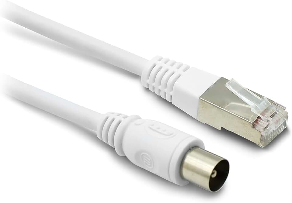Metronic Kabel RJ45 / TV Koaxial 9,52 mm männlich auf männlich 2 m – 395285, kompatibel mit Fernseher