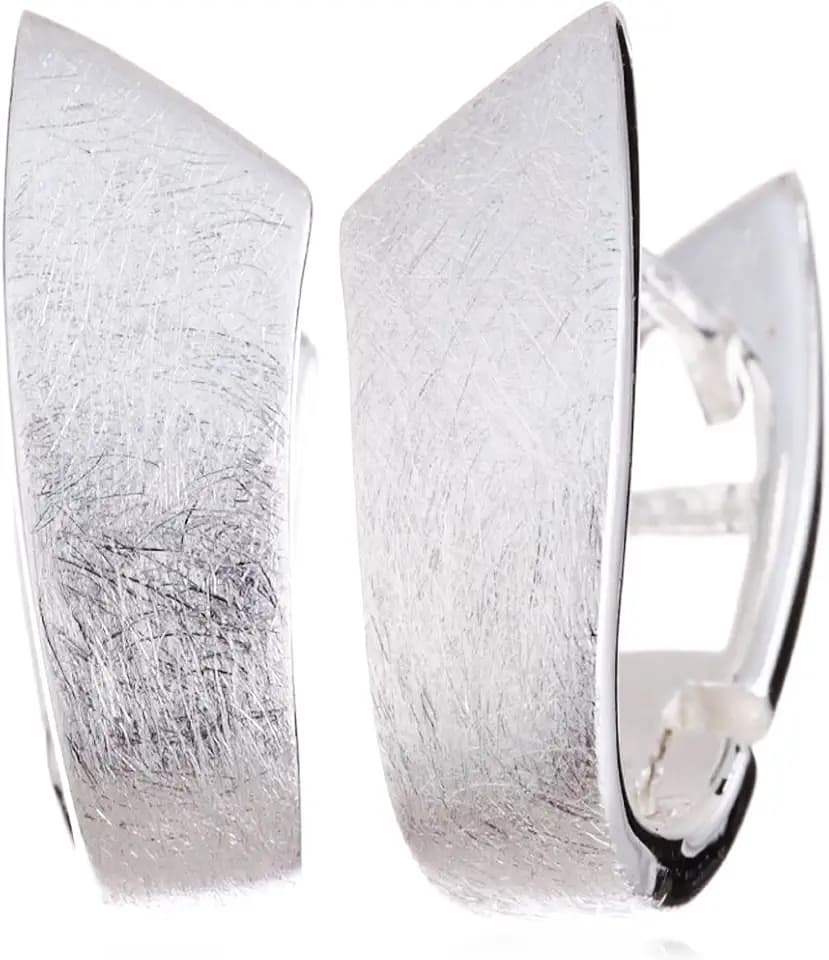Vinani Damen Ohrringe 925 Silber - Klapp-Creolen Ohrring Set für Frauen aus 925 Sterling Silber U-Form gebürstet glänzend CDGG