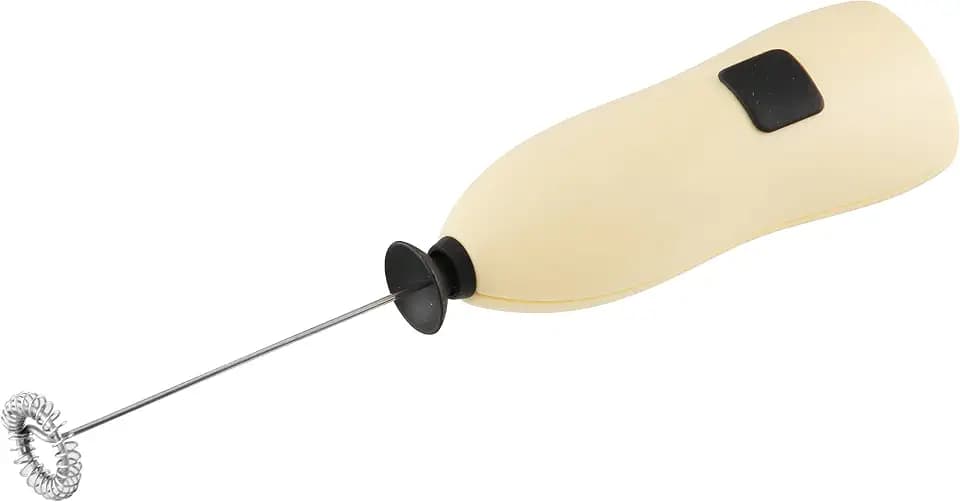 Fackelmann Milchschäumer mit Batterie, Quirl mit Funktionsteil aus Edelstahl, Küchenhelfer zur Herstellung von Milchschaum (Farbe: Creme/Schwarz), Menge: 1 Stück