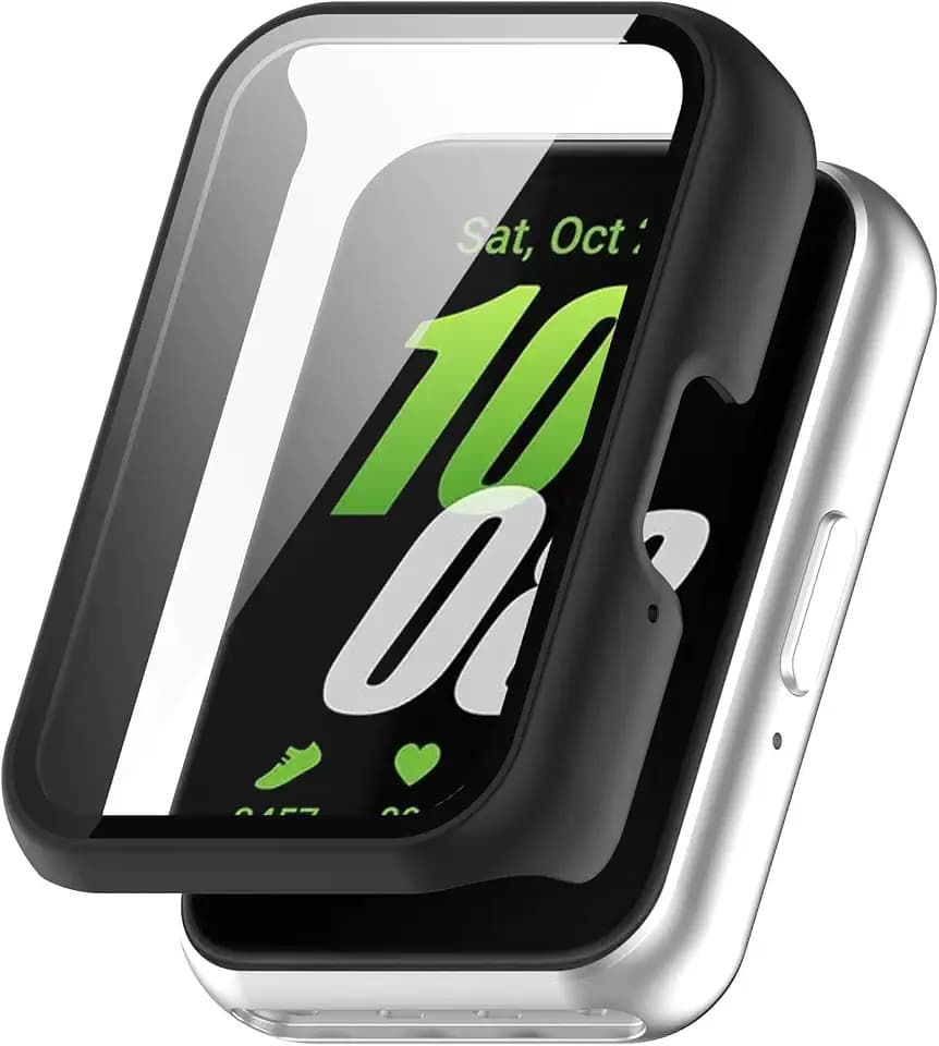 FanTEK Compatible for Samsung Galaxy Fit 3 Watch Case for Women Men, Scratch Resistant Shock Absorbing Case, Matte Black