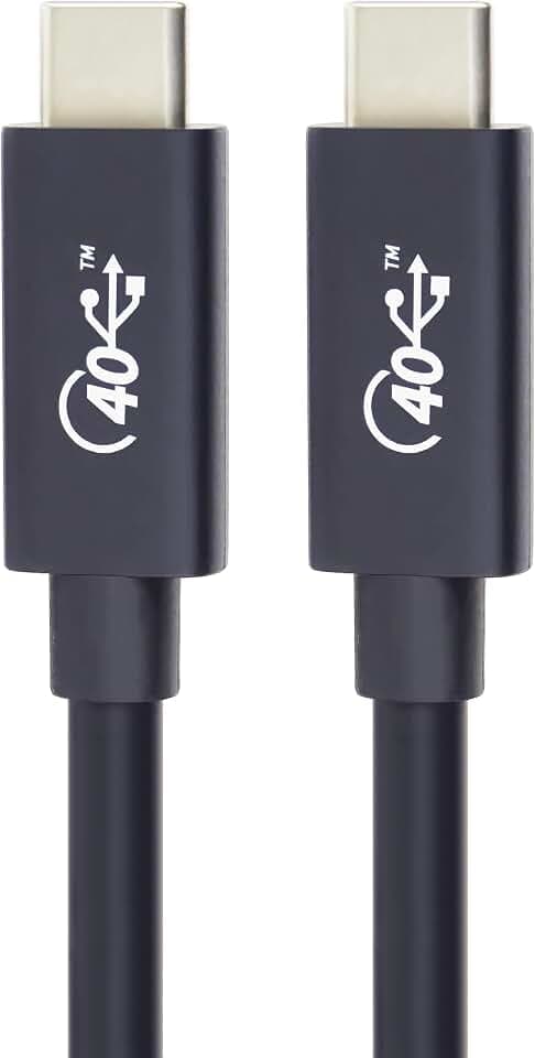 PremiumCord USB4™ Typ C Verbindungskabel, Thunderbolt 3, 8K@60Hz, Datenkabel UltraSpeed bis zu 40Gbit/s, Typ C Stecker, Schnellladung bis zu 5A, Farbe schwarz, Länge 0,5m