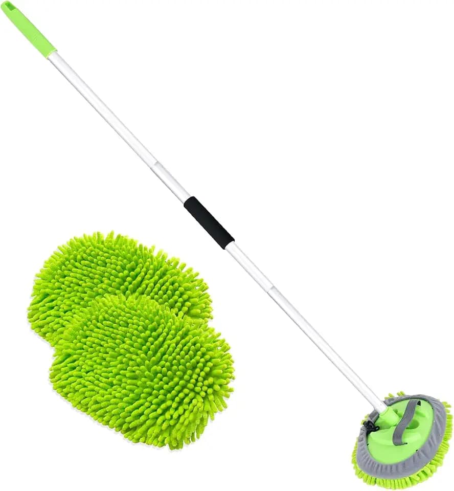 62" Car Wash Brush with Long Handle Chenille Scratch-Free Head Aluminum Pole
