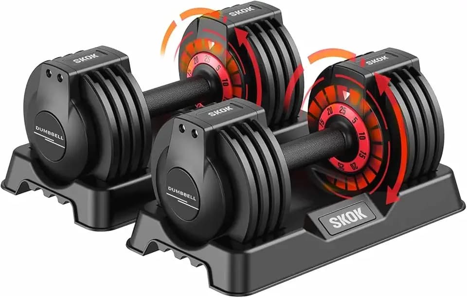 SKOK 25lbs Adjustable Dumbbells Set, Adjustable Weights Dumbbells Set