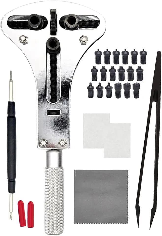 Watch Battery Replacement Tool, 3 Point Large Wrench for Wristwatch Case Back Open, Back Removal Tool with 18 Bits