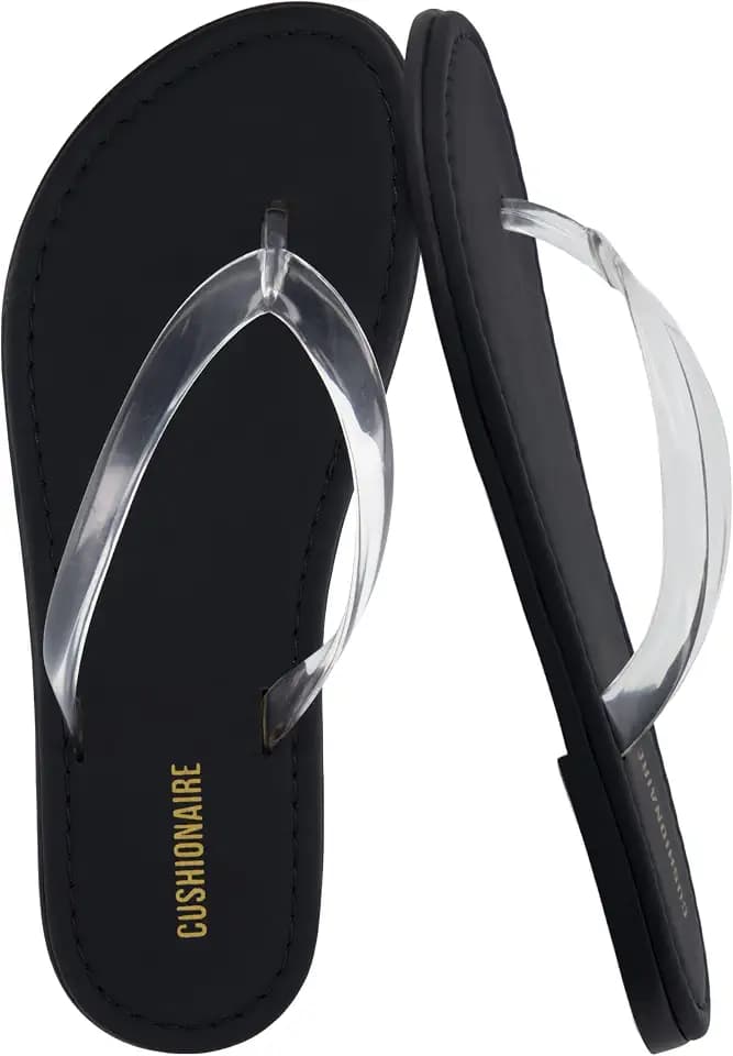 CUSHIONAIRE Surf Flip Flop Sandals for Women with Flexible Sole and Soft Jelly Strap, Lightweight Casual Slides
