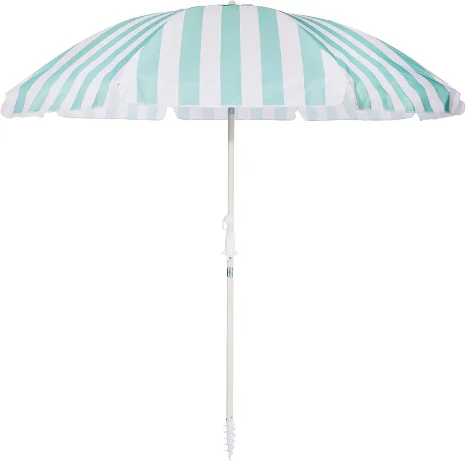 Business & Pleasure Co. Margaritaville Manana Umbrella - 6.5' Beach Umbrella Sand Anchor, 7' Tall Telescopic Aluminum Pole, UPF 50+