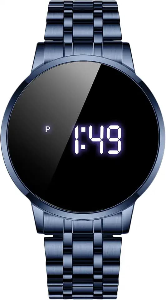 RORIOS Herren Digitaluhr Touchscreen Armbanduhr Quartz Uhr mit Edelstahlarmband Elektronische Uhr für Herren