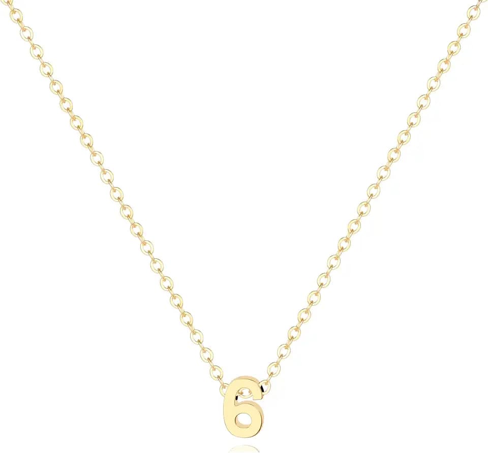18K Gold Plated Number Necklace for Women,Lucky Number Necklace Personalized Jewelry Birthday Gift