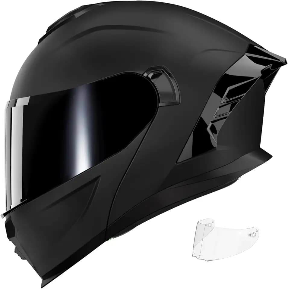 Motorcycle Helmets,Dual Visor Flip up Modular Full Face Helmet(XL)