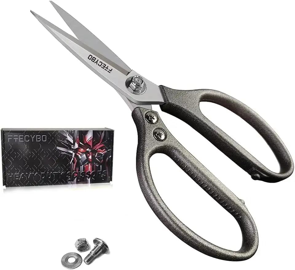 Heavy Duty Scissors 8.5'', All Purpose, Leather Scissors, Reinforced Stainless Steel Blades with Metal Handles for Home, Office, Easy Cutting Cardboard, Fabric, Carpet, Leather, etc