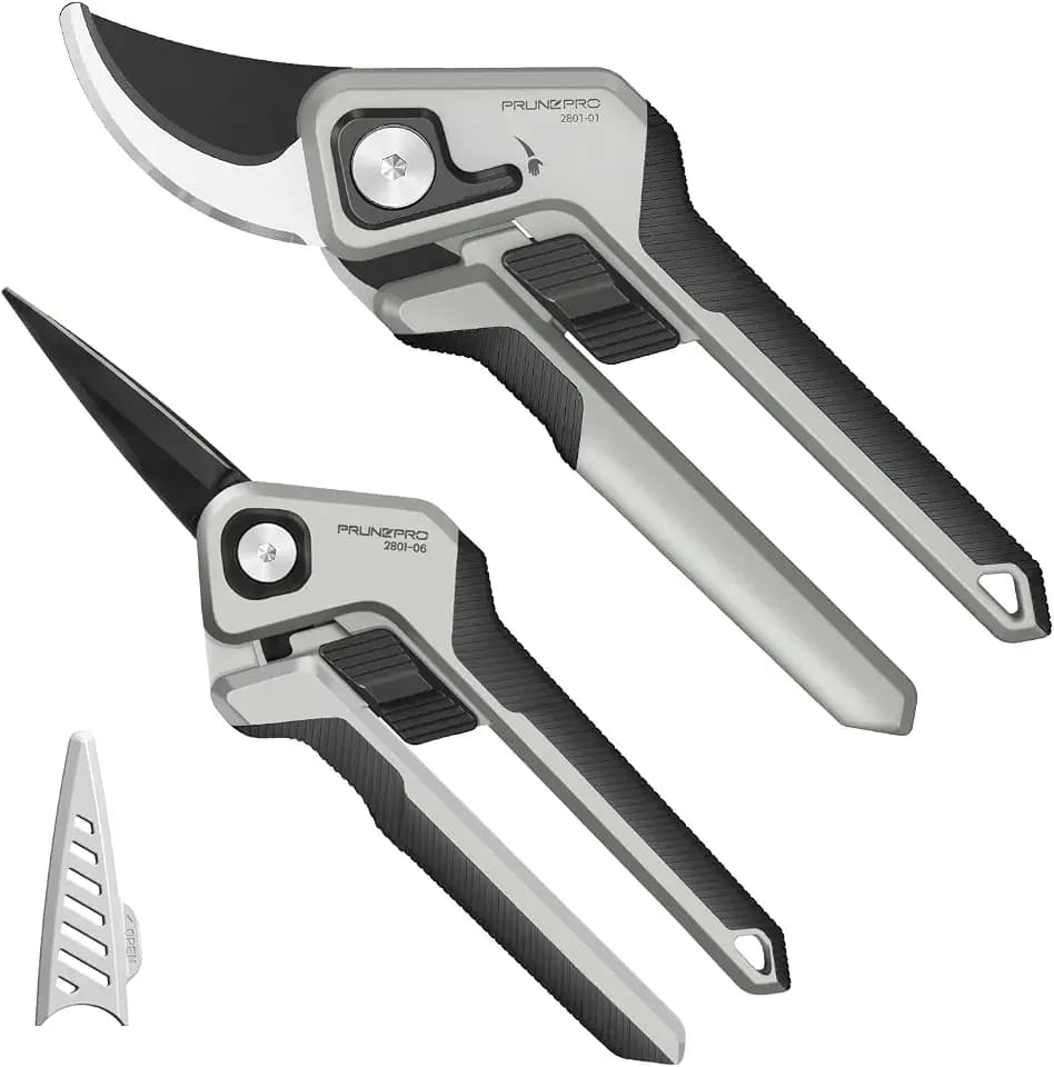 PrunePro Pruning Shears Scissors Set - Professional German Stainless Steel Hand Pruner Anti-Break Lock Ergonomic Garden Scissors for Branches Herb Flower Bonsai Garden Clipper