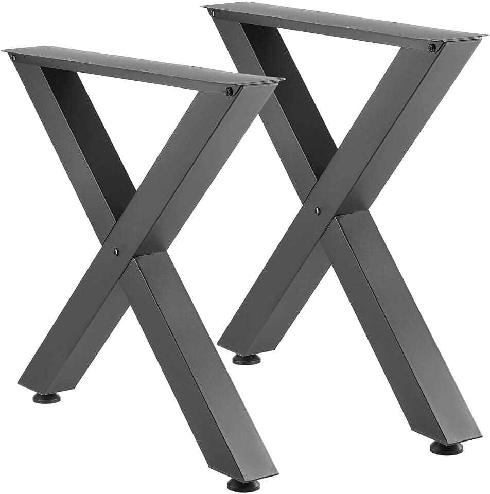 VEVOR Table Legs, 29.5" H x 31.1" W Steel Furniture Legs, Modular Design, Easy Assembly, 2204 lbs Max Load Heavy Duty, for Home Office Desk, Coffee Dinner Bar Tables, Workbench,2 PCS, X Frame, Black