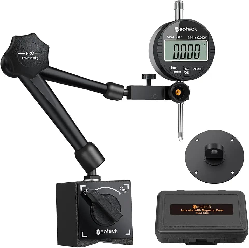 Neoteck Digital Dial Indicator Gauge and Magnetic Base Set, Storage Case