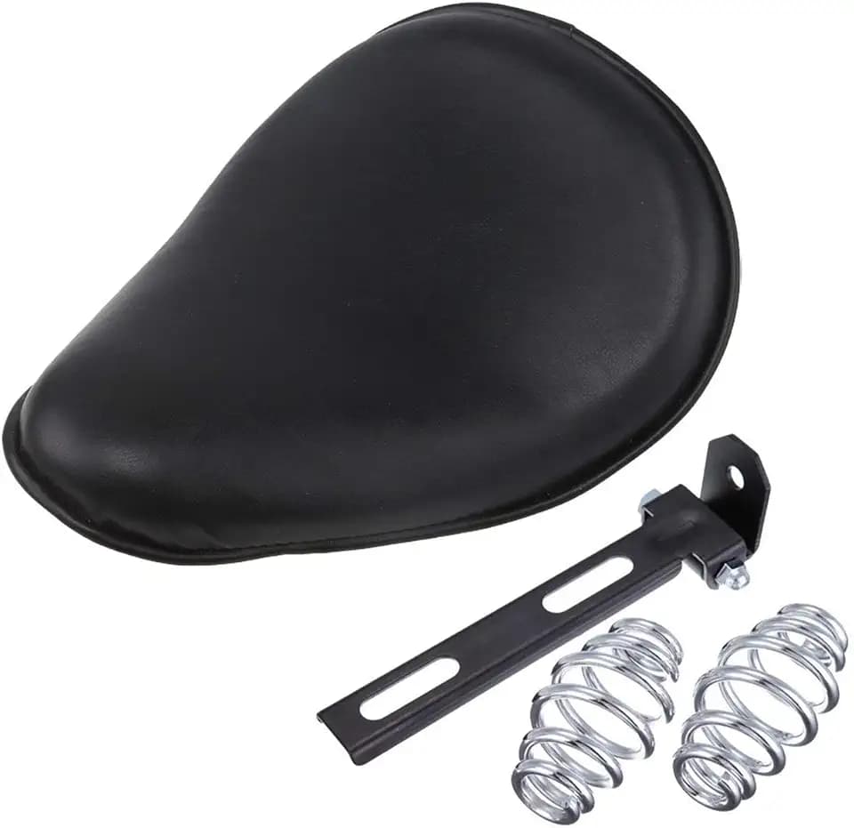 Leather Motorcycle Custom Solo Spring Bracket Seat Hard Bottom