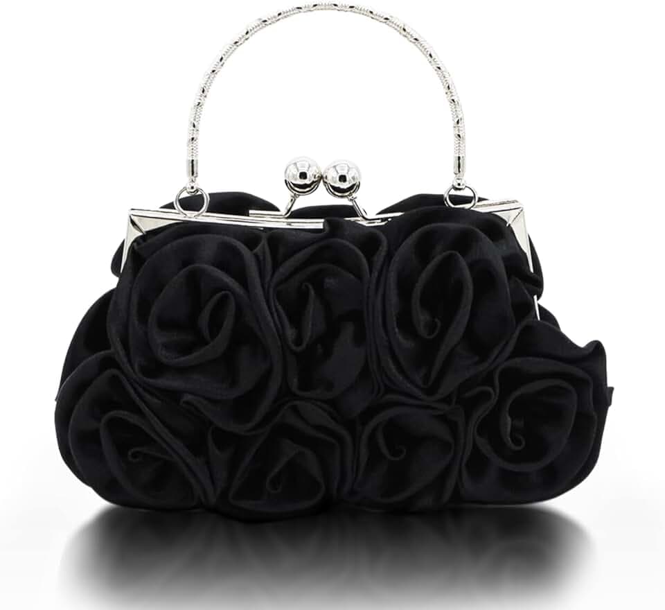 JAMBHALA Women Evening Clutch Bag Floral Satin Small Purses with Detachable Strap for Wedding, Party, Prom