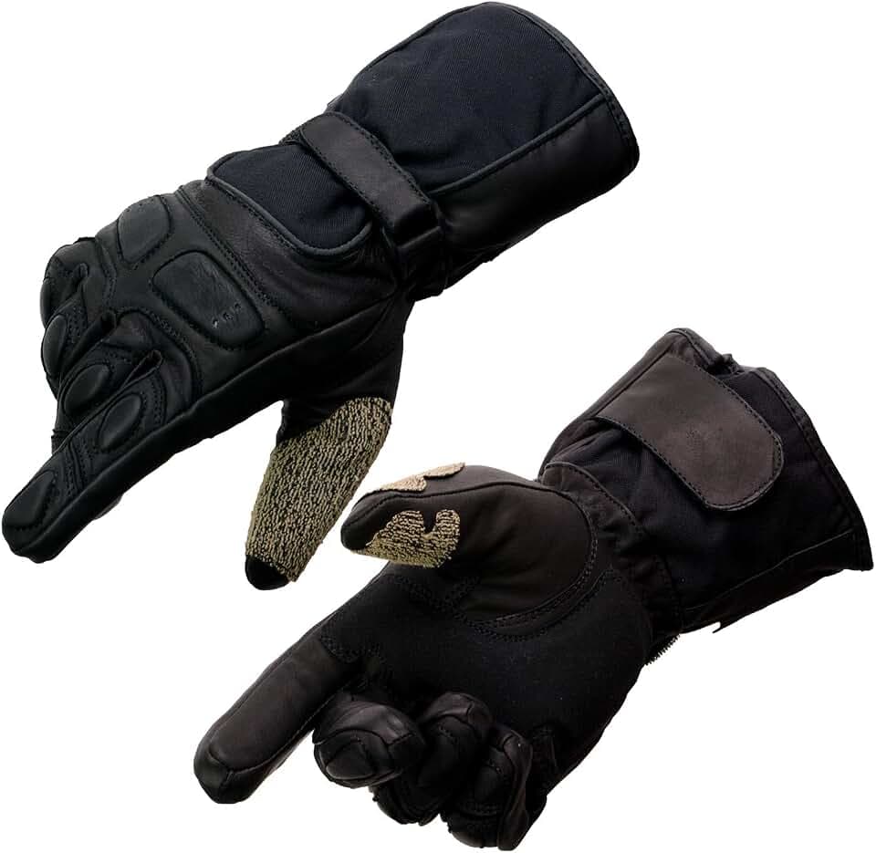 Milwaukee Leather SH814 Men's Black Leather Waterproof Gauntlet Motorcycle Gloves w/Textile and Leather