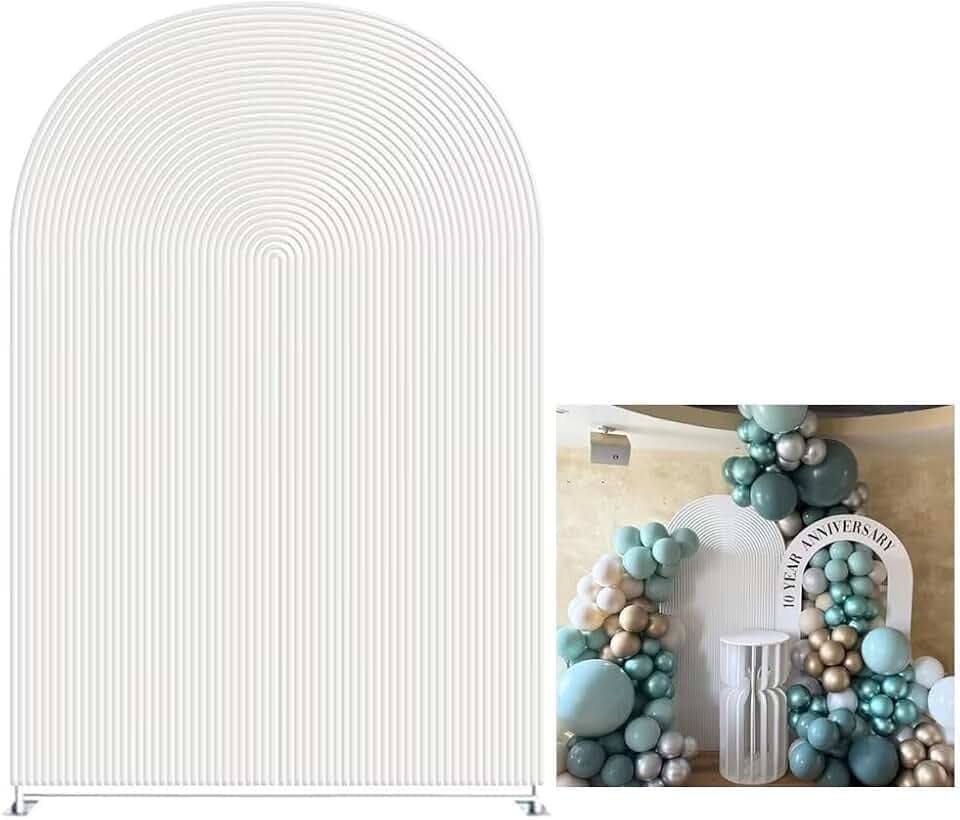White Ripples Arched Frame Fabric Cover for Birthday Partied Double-Sided Stretchy Chiara Backdrops Arched Wall Stands Covers Arch Backdrop Cover 3x6.5ft