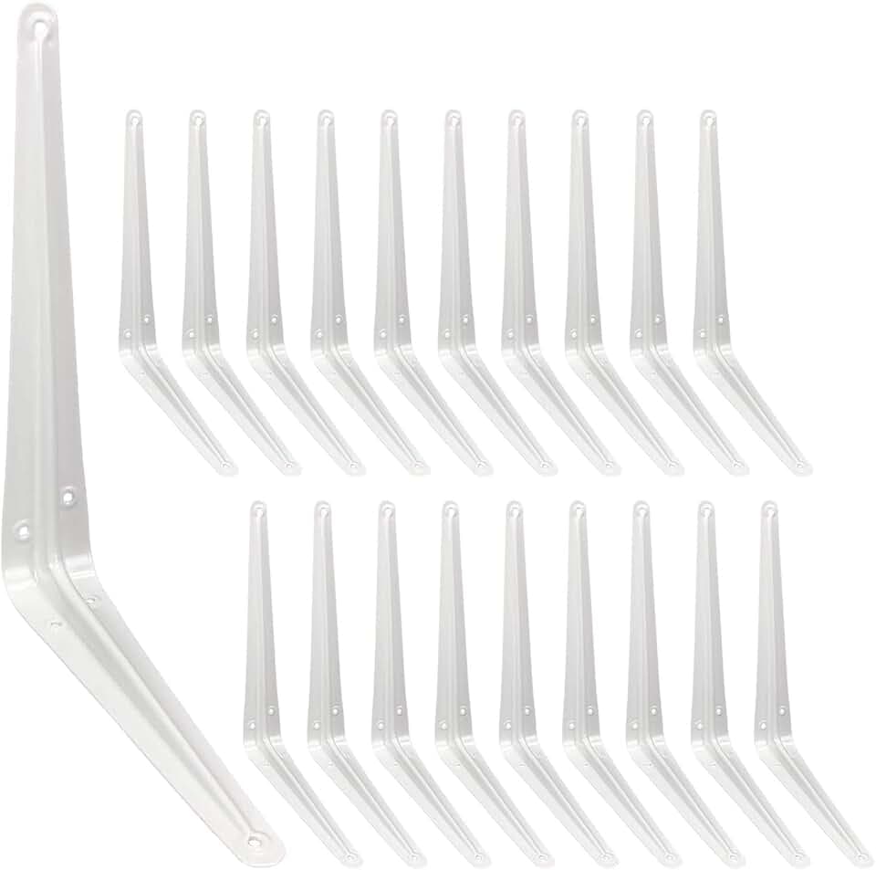 Shelf Brackets 12 Inch Heavy Duty White L Bracket for Shelves
