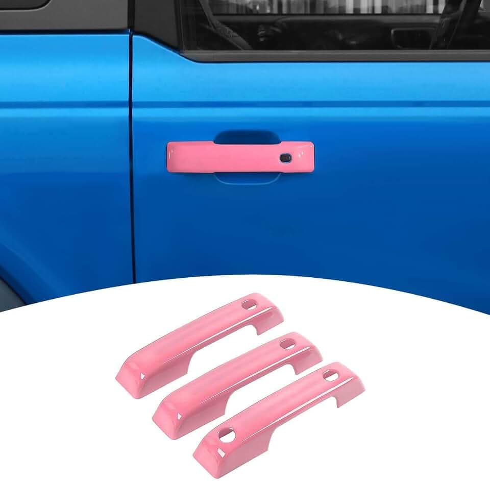 for Bronco Door Handle Cover Trim Pink Fit for Ford Bronco 2021 up Pink Exterior Accessories 3pcs