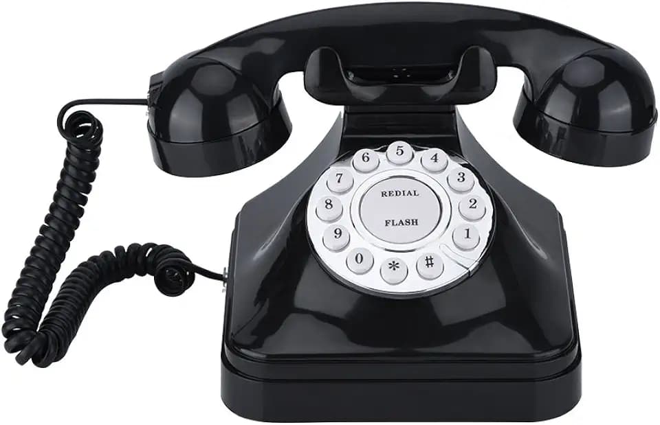 VBESTLIFE Festnetztelefon,Retro Telefon,WX-3011 Vintage Multi Funktion Kunststoff Home Telefon Draht Festnetz Telefon,Schwarz
