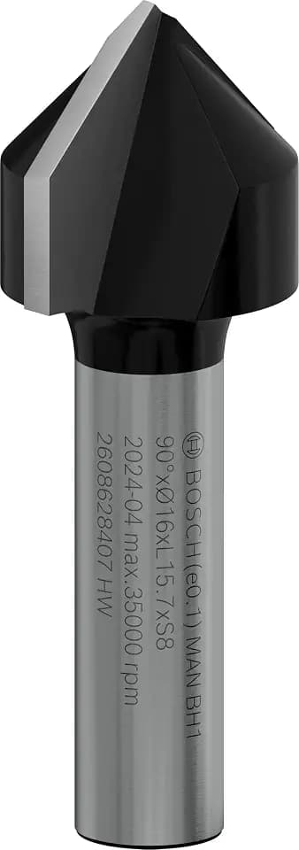 Bosch Accessories Bosch Professional Zubehör 2608 628 407 V-Nutfräser 8 mm, D1 16 mm, L 16 mm, G 45 mm, 90°