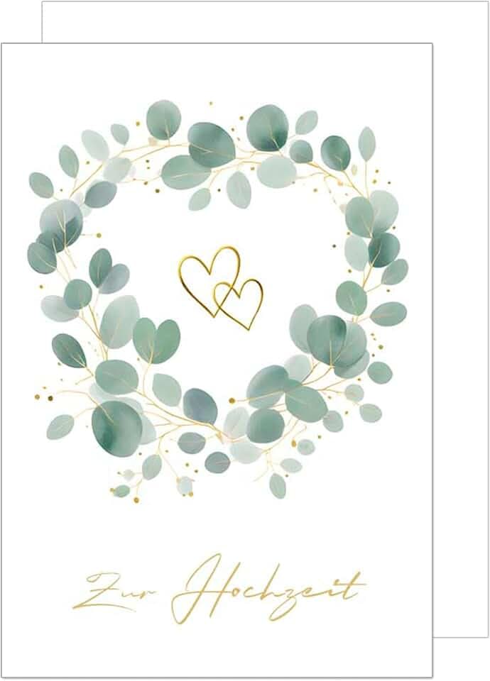 Edition Seidel Premium XXL Maxi Glückwunschkarte zur Hochzeit mit Umschlag Format DIN A4. Hochzeitskarte Grußkarte Vermählung Just Married Wedding Day Brautpaar Eukalyptus (A4-H482)