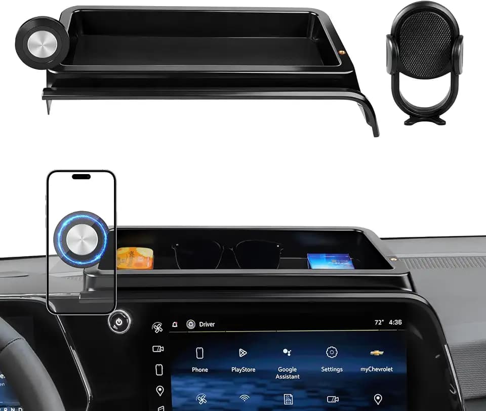 Karltys Upgraded 360° Rotation Magnetic Phone Holder Organizer for Chevy Equinox(LT/RS/ACTIV) 2025 2026 Accessories, Screen Organizer & Magnetic Phone Mount for Chevy Equinox 11.3" Screen(Not for EV)