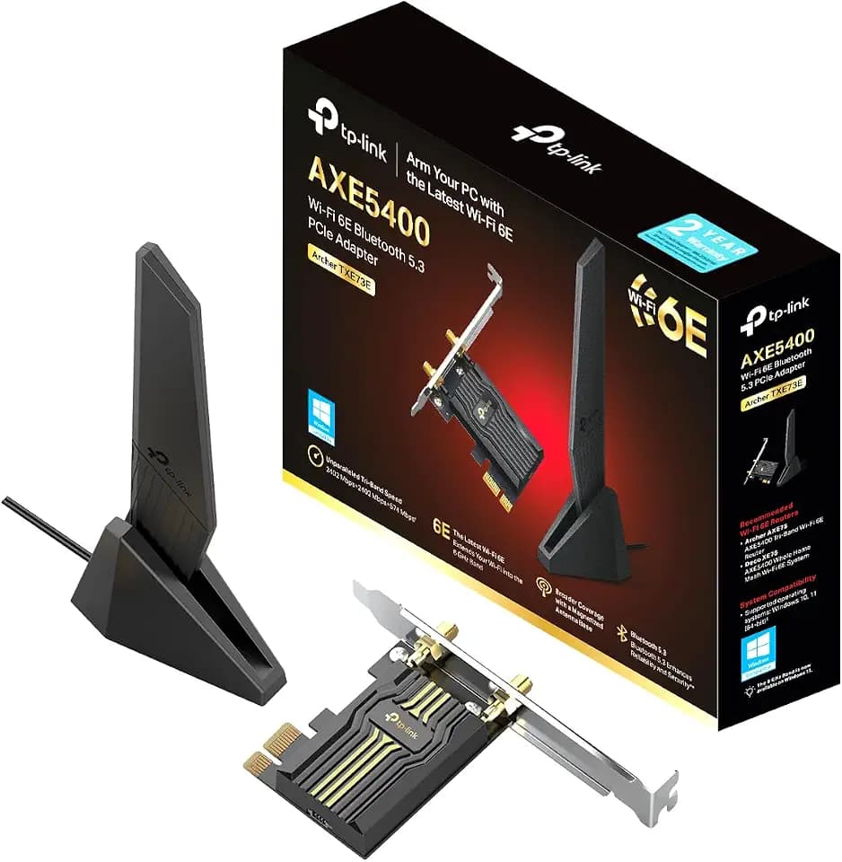 TP-Link WiFi 6E Intel AX210 Tri-Band PCIe WiFi Card for Desktop PC, 6 GHz