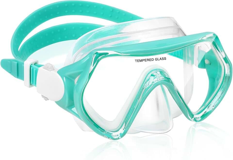 Taucherbrille Kinder, Schwimmbrille 4-12 Jahre, Schnorchelmaske mit Nasenabdeckung, 180° Panorama HD, Anti-Beschlag, Anti-Leck, für Jungen, Mädchen, Jugendliche