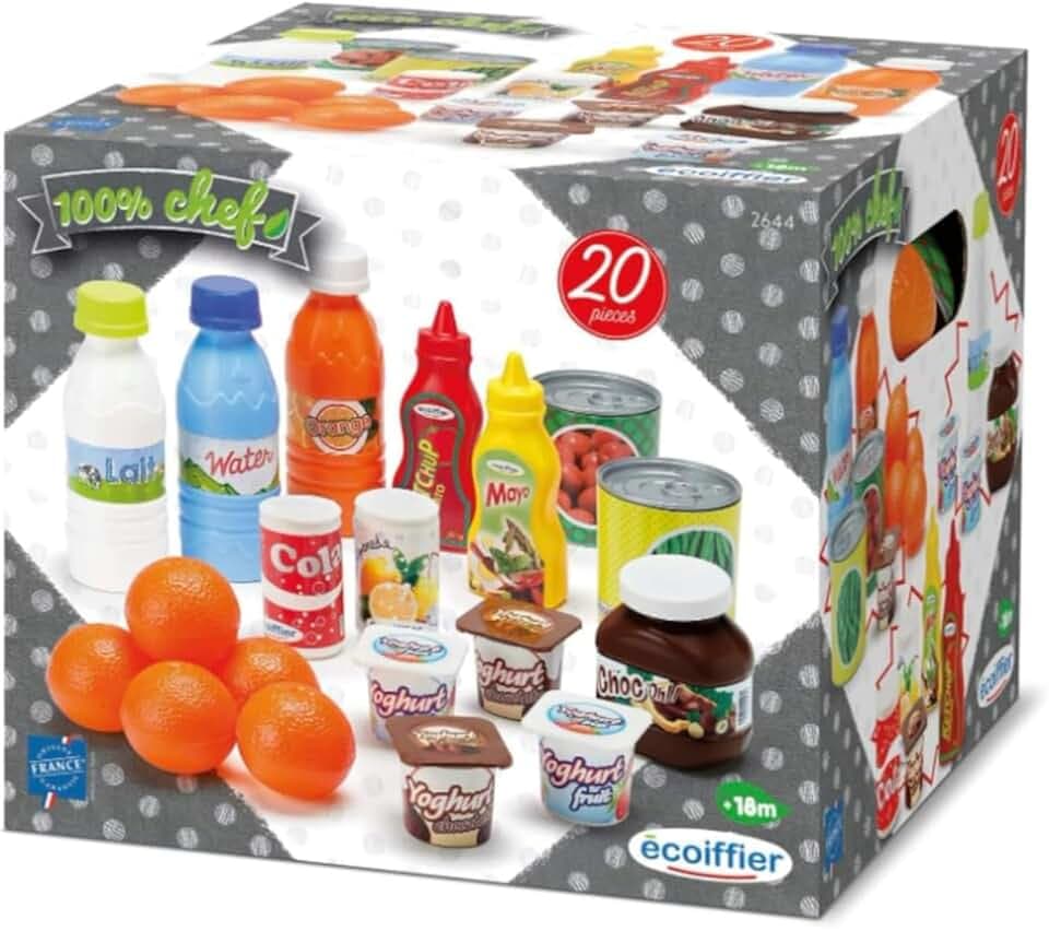 Ecoiffier Spielzeug - 2644 - Pack Drive 100 % Chef - Lebensmittel-Imitationen für Kinder - 20 Teile - Ab 18 Monaten - Herkunft Frankreich Garantiert