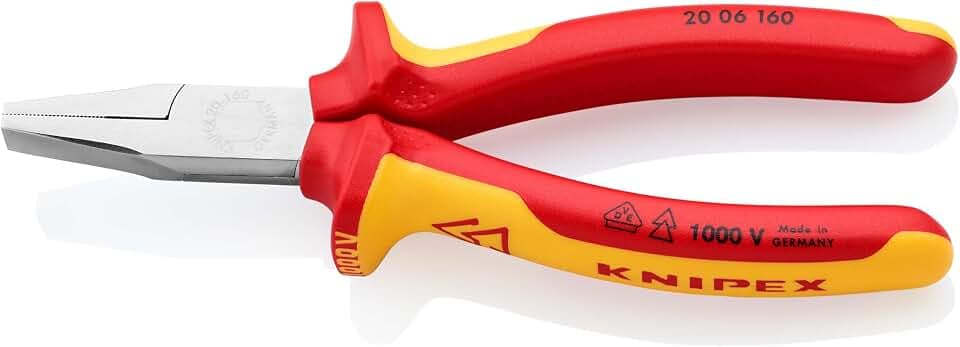KNIPEX Flachzange verchromt isoliert mit Mehrkomponenten-Hüllen, 20 06 160 | VDE-geprüft 160 mm