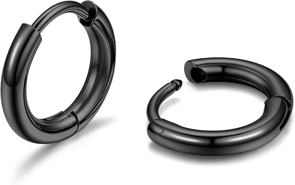 PROSTEEL Hoop Earrings for Men Women Stainless Steel Silver/Black/14K Gold
