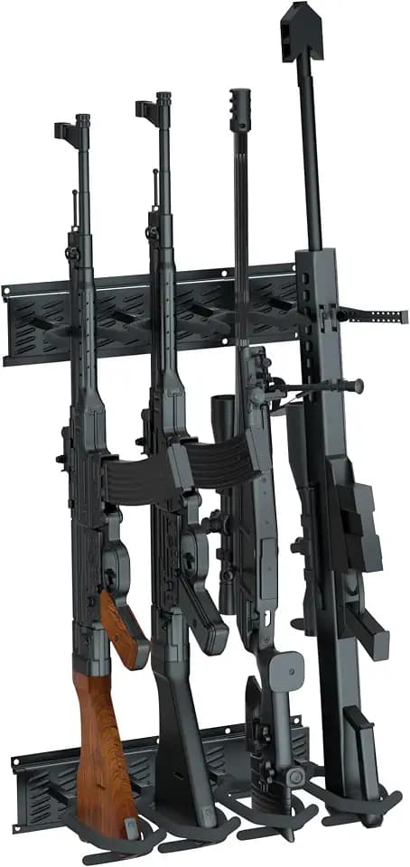 UNITEDPOWER Gun Rack Wall Mount, Indoor Metal Shotgun Stand Rack Indoor, Adjustable Rifle Storage Holder with Soft Padding, Vertical Gun Display