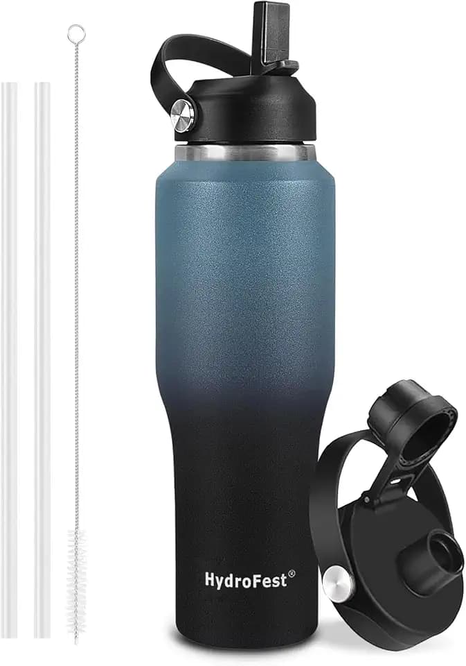40oz Water Bottles Insulated with Straw,Leak Proof Water Bottles Fit in Car Cup Holder，Mens Water Bottle Stainless Steel for Gym,Hiking,Travel，Sport,Bpa free