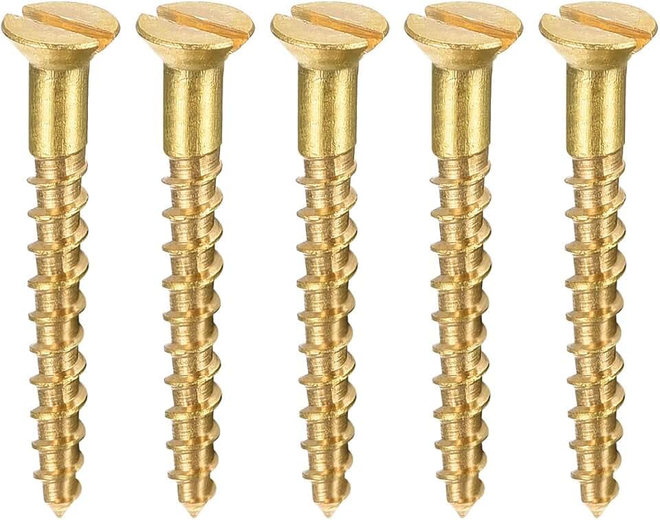 sourcing map Holzschrauben M2 x 16 mm Schlitz Flachkopf Messing Selbstschneidende Schraube 100 Stück