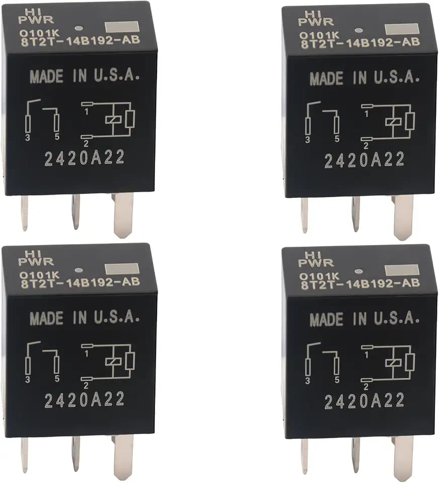 4Pcs 8T2T-14B192-AB Wiper Motor Relay 12VDC 30A 4-Pin Accessory Power Relay OEM Fit Replacement for Select Ford Models