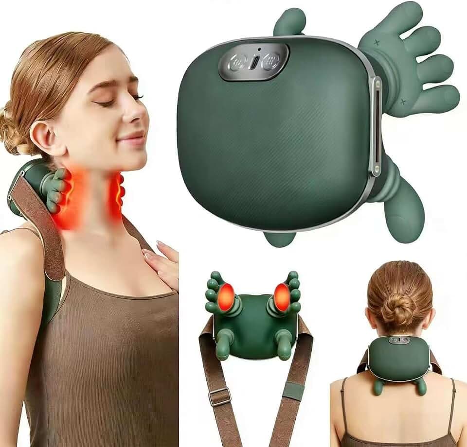 4D Nackenmassagegerät Mit Wärme, Massagegerät Nacken, USB Elektrische Neck and Cervical Massage Mit 3 Massagestufen 2 Temperaturstufen, Schulter Massagegerät für Nacken,Zuhause,Büro,Reisen