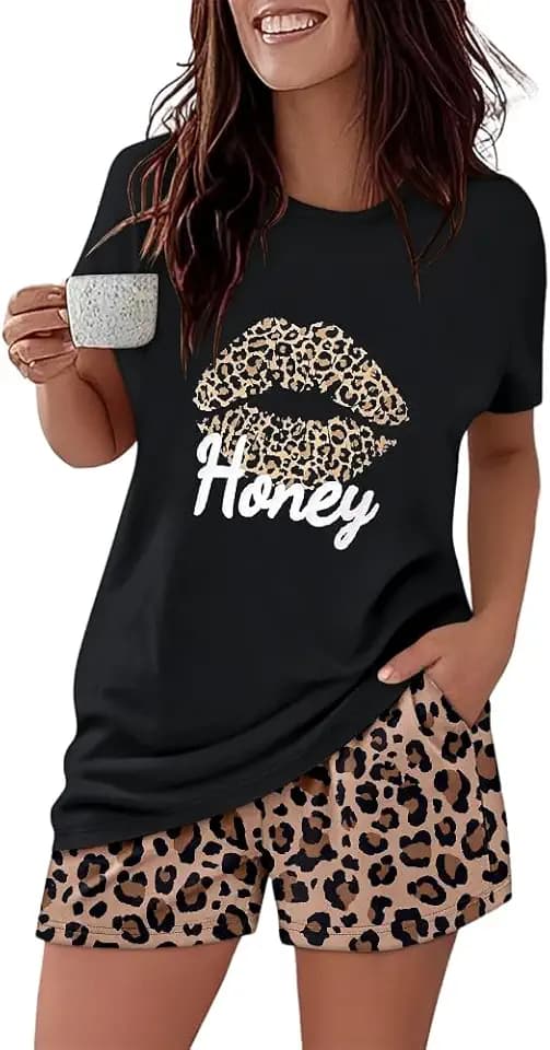 CHICME Pajama Sets for Women 2 Piece Short Sleeve Tops and Soft Shorts Pjs