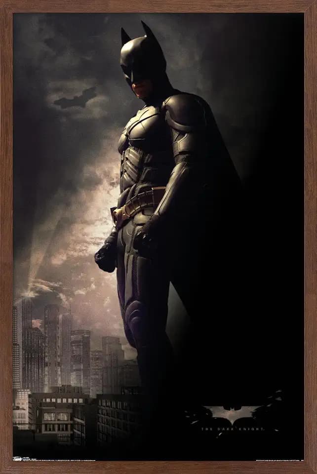 Trends International DC Comics Movie - The Dark Knight - Batman in the Shadows Wall Poster, 14.725" x 22.375", Mahogany Framed Version