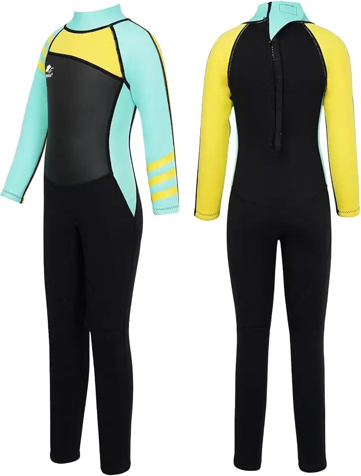 Gogokids Langarm-Neoprenanzug für Kinder, 2,5mm Neopren UV-Badeanzug Rückenreißverschluss, Thermo Neoprenanzüge für 2-10 Jahre Mädchen Jungen zum Schwimmen, Surfen, Tauchen